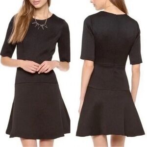 EUC Club Monaco Sz 6 Black Fit & Flare A-line Skater Mini Dress 3/4 Sleeves